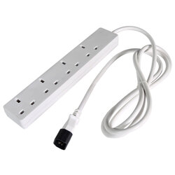 4 Gang Trailing Socket to IEC Connector C14, White, 2 Metre 430.013UK