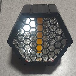 Hex Shaped Retro Amber LED Par, SAMPLE Powercon