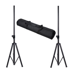 QTX Heavy Duty 60KG Pair of Speaker Stands with Carry Bag, Black, 181.182UK