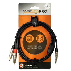 StageCore IPRO215 REAN 3.5mm Stereo Mini Jack Plug to 2x Male RCA