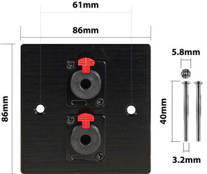 Eagle 2 X 6.3mm Jack Socket Wall Plate Metal, Black