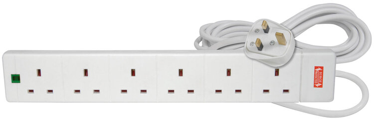 Mercury 6 Gang Extension Lead with Surge Protection, 429.776