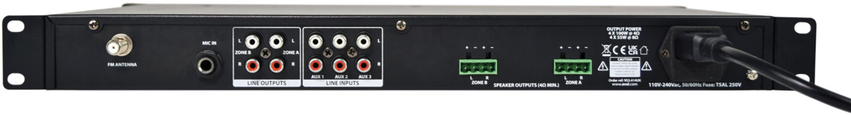 Adastra Dual Stereo Mixer-Amplifier 4 X 100W 953.414UK, New Stock