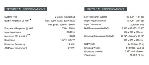 FBT Vertus CLA 206A 133dB SPL 2 X 6.5" Woofers +1.4" Compression Driver., Black